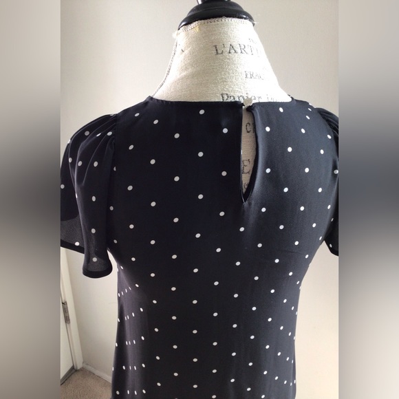 CeCe Black & White Polka dot Blouse size XS x-small - Picture 4 of 7